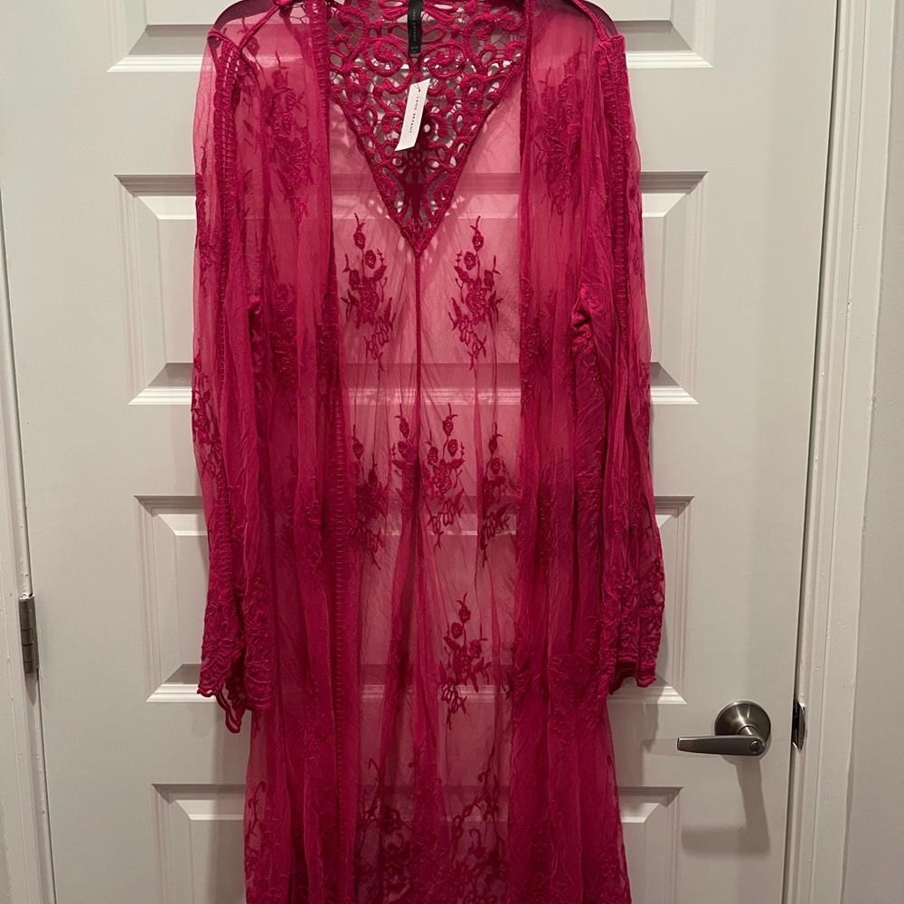 MARINA Floral 🩷Lace Robe - Fuchsia